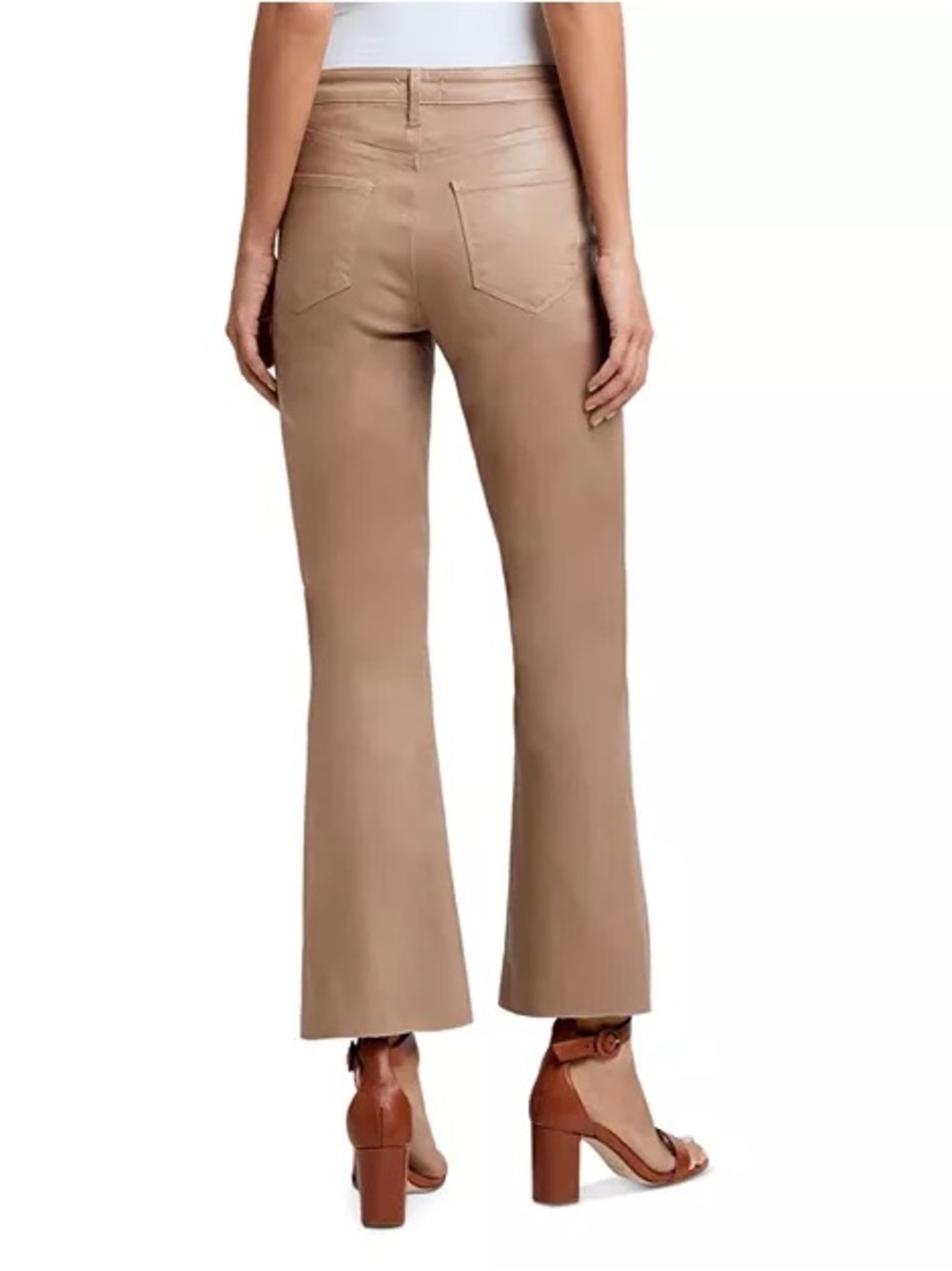 L'AGENCE Kendra High Rise Crop Flare Cappuccino Coated Jeans Size 32 - Picture 4 of 15